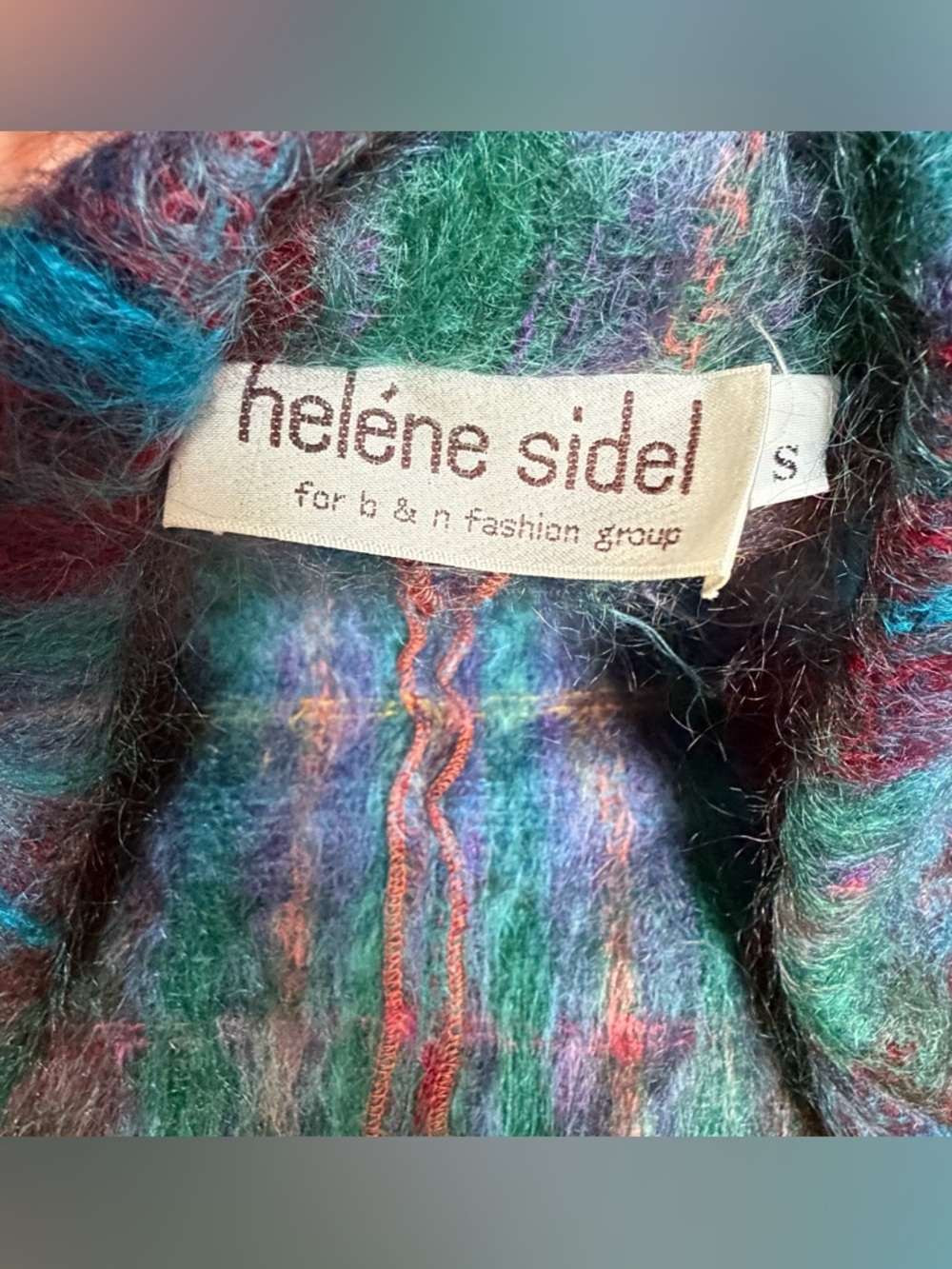Helene Sidel Vintage 80’s Plaid Mohair/Wool Jacket Size S Oversized Pockets - Picture 7 of 9
